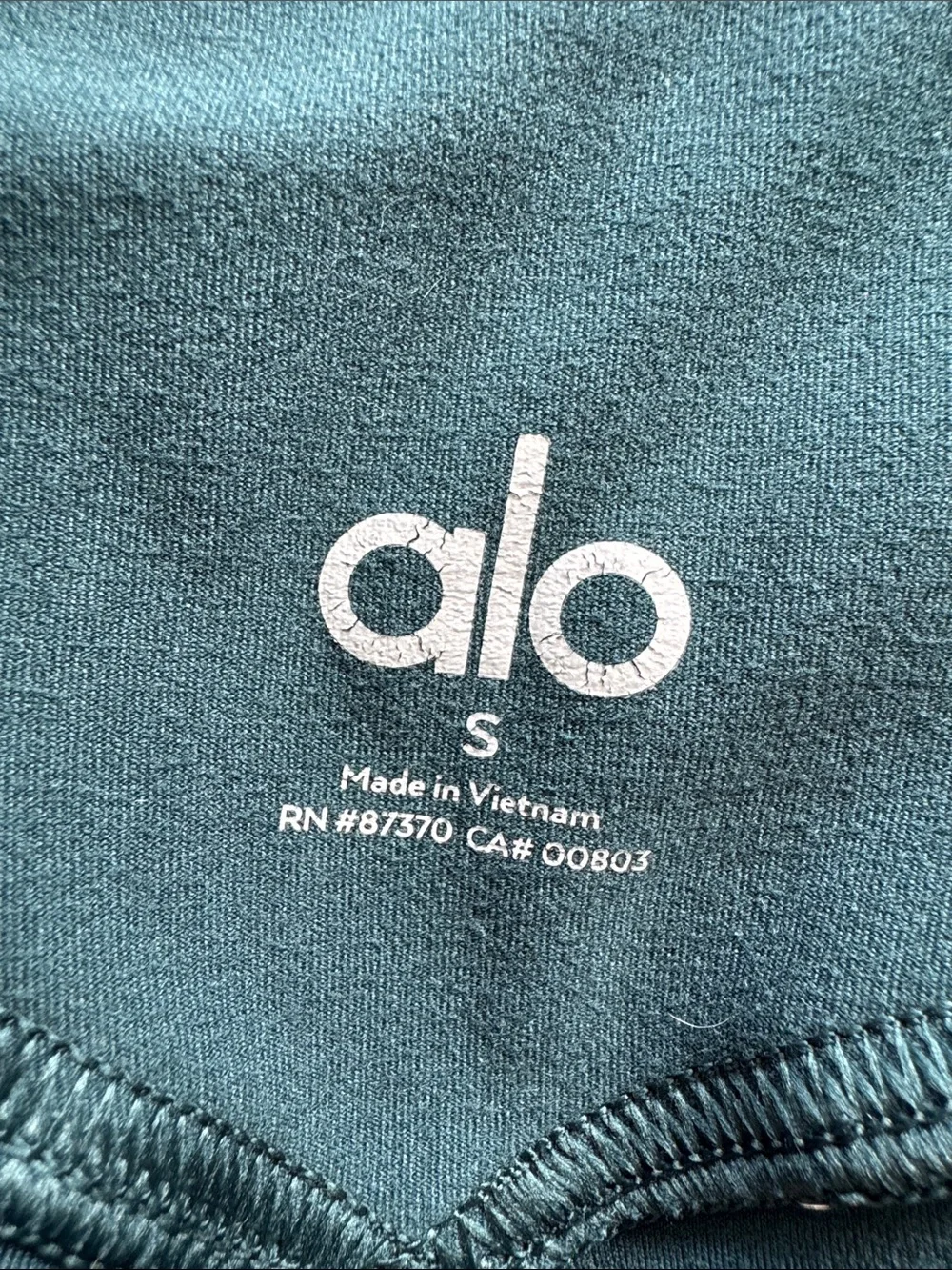 Alo Yoga dark forest green high rise rib trim full length leggings size small